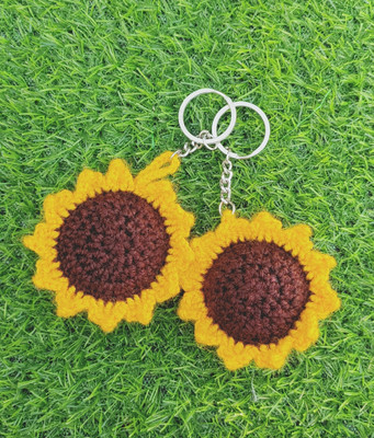 AriseDecor Crochet Sunflower Keychain Pack of 2 Key Chain