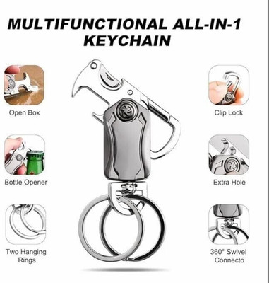NAKSHT 5-in-1 Stylish Keychain for Women & Men - 360° Rotation Key Chain