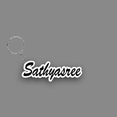 SY Gifts SYG Sathyasree Name Keychain White And Black Key Chain