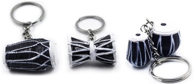 Iskcon Percussion Keychain Trio: Dholak, Tabla, Damru | Rubber Keyrings, Ideal Gift! Key Chain