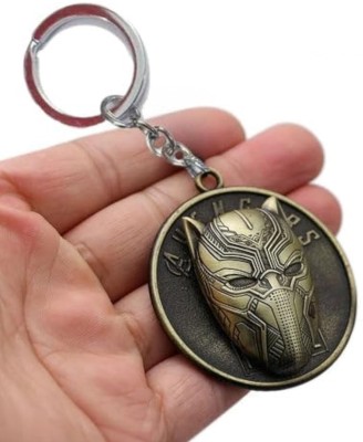 HappierYou Black Panther Mask Limited Edition Metal Key Chain Rotating & KeyRing Key Chain