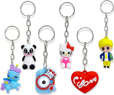 Tera13 Cartoon Character Silicone Keychain For Backpack, Keys Kanjak gift Set Key Chain