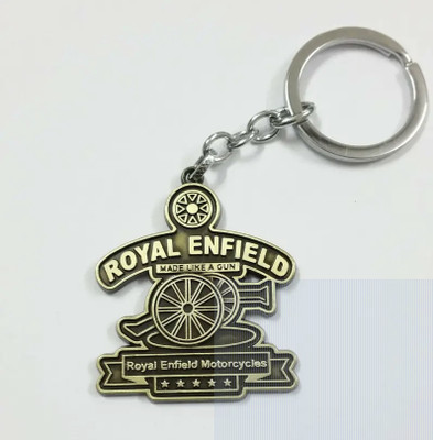 WILD BHALU Royal Enfield Gun Metal Steel Key Chain (Gold) Key Chain