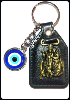 Meeko.com Radha Krishna With Evil Eye Assorted Color Bike Key Chain 02d5h-A Key Chain