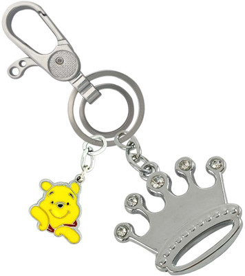 SHOKY LOOKS Unique& Different Diamond Princess Crown With Pooh Locking Lock Key Chain