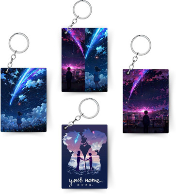 adrailstore Premium (Pack of 4) Anime Printed Keychain | Acrylic Keyholder yourname Keychain Key Chain