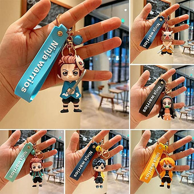 gtrp New Trending Multi Color 3D Cartoon Character Rubber Keychain 6pes set Key Chain