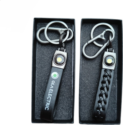MYV Black Leather Keychain Compatible With OLA Scooty (Pack Of 2) Key Chain