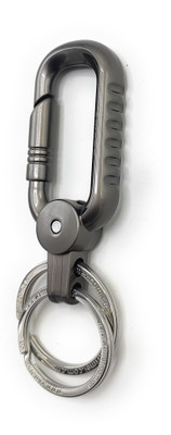 Jdp Novelty Stylish Hook Locking Silver Metal Carabiner Double Ring Metal KeyChain.8043 Key Chain