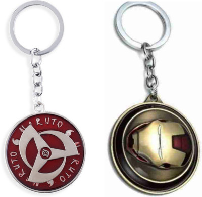 Jainsburys Combo of Naruto Rotating & Ironman Face Rotating keychain Key Chain