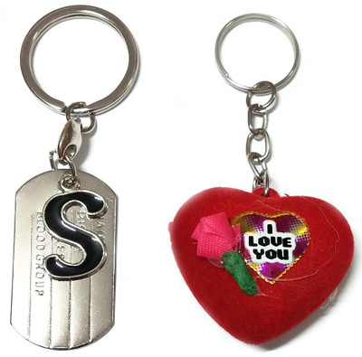 Meeko.com Alphabet S Metal with I LOVE YOU heart key ring for Car Bike Men Women S Key Chain