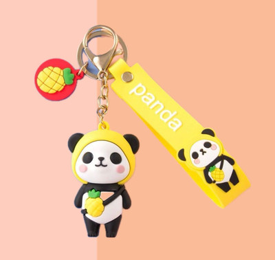 SHRI JI Fruit Panda Keyring with Strap and Charm Pineapple Fruit Keychain (Yellow) Key Chain