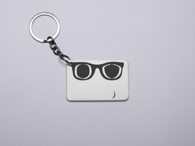 DOGAR ESSENTIALS Black and White Glasses Emoji- Printed Acrylic Keychains(Pack Of 2) Key Chain