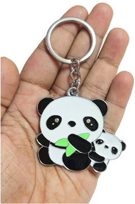 PEARLISH Panda Mom & Baby Cute Solid Metal Keychain Key Chain