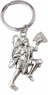gtrp keychain-Hanuman Bajrangbali Metal Silver Color for Bike/Car Key Chain