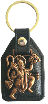 Meeko.com Keychain-Metal Hanuman On Leather Key Chain