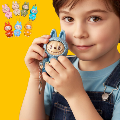 FlyTouch Adorable Labubu Face Changing Keychain Toy Gift for Collectors and Kids Key Chain
