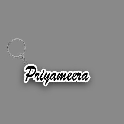 SY Gifts SYG Priyameera Name Keychain White And Black Key Chain