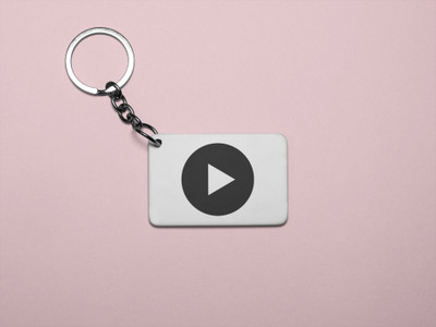 DOGAR ESSENTIALS Play button Printed Acrylic Keychain (Set of 2) Key Chain