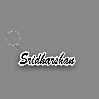 SY Gifts SYG Sridharshan Name Keychain White And Black Key Chain