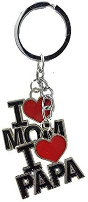 Newview Metallic i Love mom & i Love papa Keychain/Keyrings Anti-Rust Key Chain