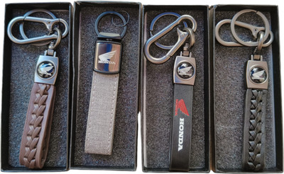 JNV Multicolour Leather Keychain Compatible With HONDA Bikes | Scooty (Pack Of 4) Key Chain