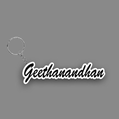 SY Gifts SYG Geethanandhan Name Keychain White And Black Key Chain