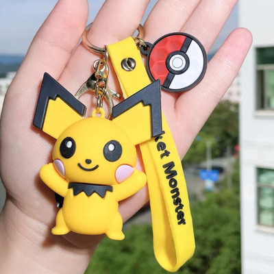 Mubco Pokemon Pichu 3D Keychain | Strap Charm & Hook | PVC Cartoon Model Gift Key Chain