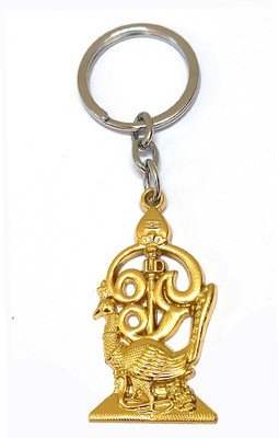 AYT Metal Om with Peacock Keychain Gold for Car/Bike/House/Wallet Key Chain