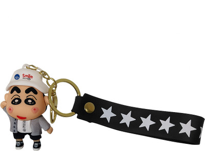 Anii style S-1 Cute Shinchan Keychain with Stylish Black Star Strap Key Chain