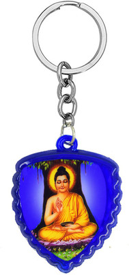 AFH Lord Buddha with Babasaheb Ambedkar Blue Keychain for Men and Women Key Chain