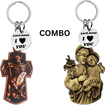 M Men Style Double-Sided Lord Jesus Combo Keychain – Jesus Christ Key Ring Medal Com650-636 Key Chain