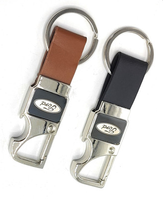 Jdp Novelty 2 pcs Set of Leather Metal Opner for Car Key Chain