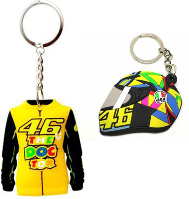MinCraftindia Rossi Jacket Keychain & Double-Sided DR 46 for Rossi Helmet Keychain Key Chain
