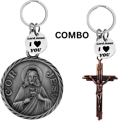 The Men Gift Lord Jesus Keychain Combo– Sacred Heart Religious Keyring Set ShivkeyCom625-668 Key Chain
