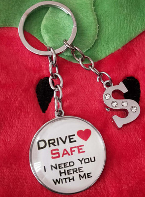 Meeko.com S letter with Glass drive safe key chain 0s Key Chain