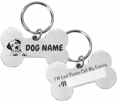 MOHIT CRAFT Dog Tag Custom Cat Pet ID Keychain Engraved Name For Puppy Collar Silver Dog Tag Key Chain