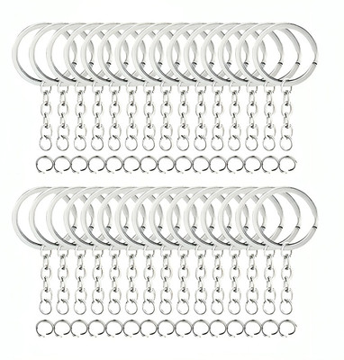 ARSCART 60 Pack Key Ring with Chain and Open Jump,1 inch Split Round Keychain Key Chain Key Chain