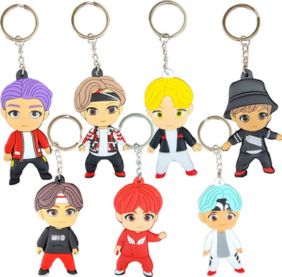 KARBD BTS Characters PVC Silicone Rubber Key Ring Merchandise Set of 7 Key Chain