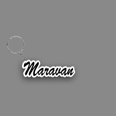 SY Gifts SYG Maravan Name Keychain White And Black Key Chain