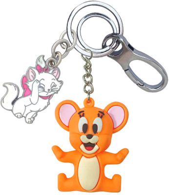 SHOKY LOOKS Multicolor Handsome Jerry in Rubber With White Cat Locking Lock Key Chain