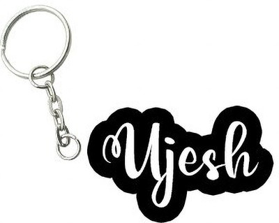 SY Gifts Ujesh Black White Name Keychain Key Chain