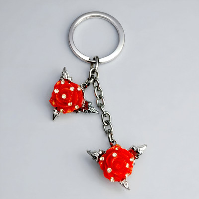 swagtreg Red Rose Metal Keychain – Elegant Floral Charm keyring for Bags, Wallets & Keys Key Chain