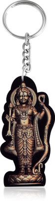 Dzinetrendz Wooden Laser Cut Ayodhya Ram Lalla Keychain Hindu keyring Shri Ram Key Chain