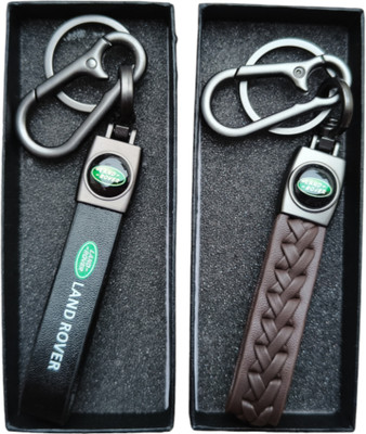 JNV Brown Leather Keychain Compatible With LAND ROVER Defender Car| Pack Of 2 | Key Chain