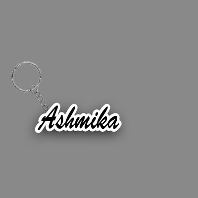SY Gifts SYG Ashmika Name Keychain White And Black Key Chain