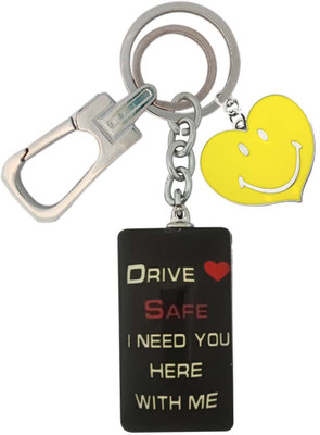 HANDSOME ISK Beautiful & Durable Drive Safe With Smiley Herat Locking Lock Key Chain