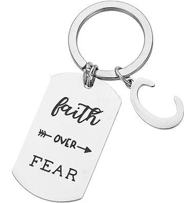 Artisans Crafted Faith Over Fear Keychain with Initial C Key Chain