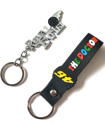 ShopTop VR 46 blk patti and metal R-E key chain Key Chain