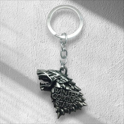 FashionPalace Game of Thrones House Stark Wolf Logo Keychain Metal| Key Chain